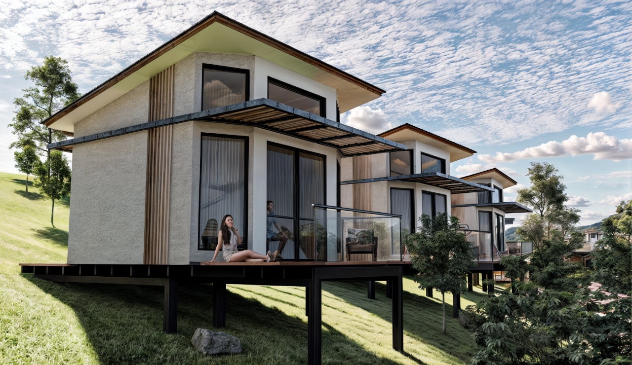 Vista exterior lateral de la Vivienda Modular